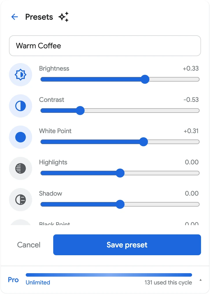 Custom Presets interface preview.
