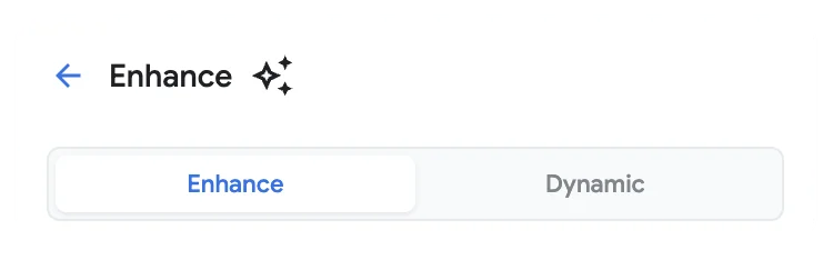 Enhance toolbar with Enhance and Dynamic options.